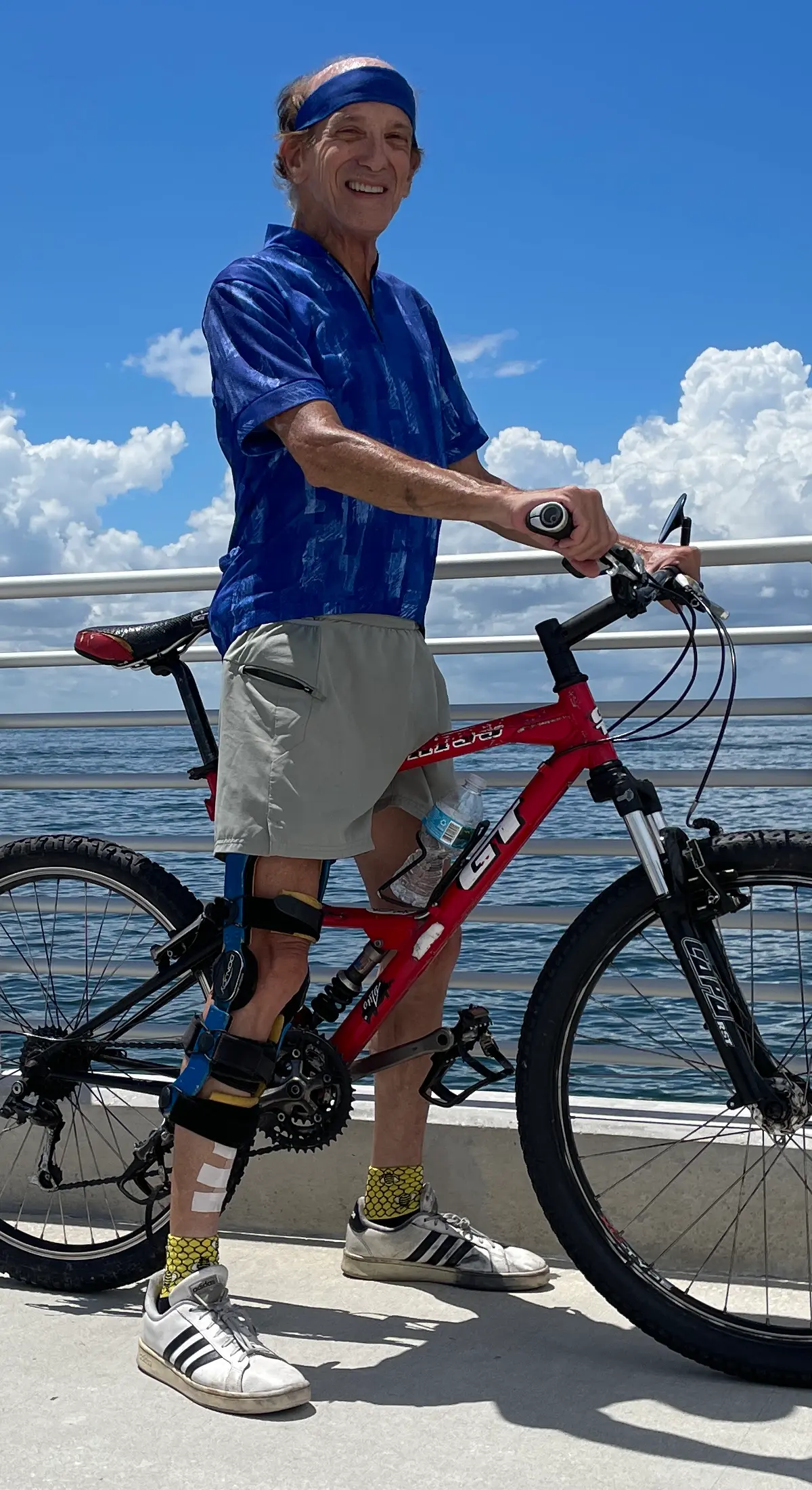 Mitchell D. Miller sitting on red GT RTS-3 bicycle at St. Pete Pier, St. Petersburg, Florida